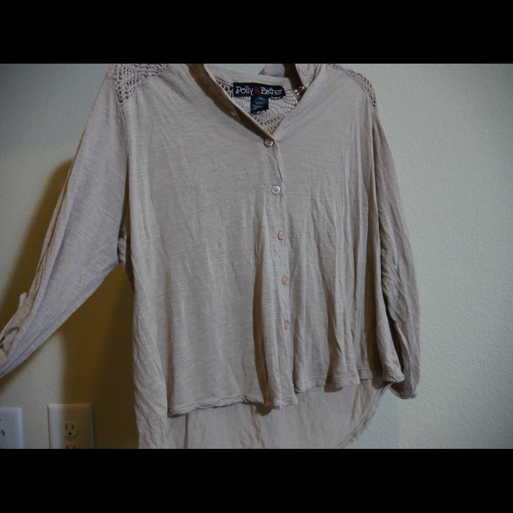 Tan button down shirt